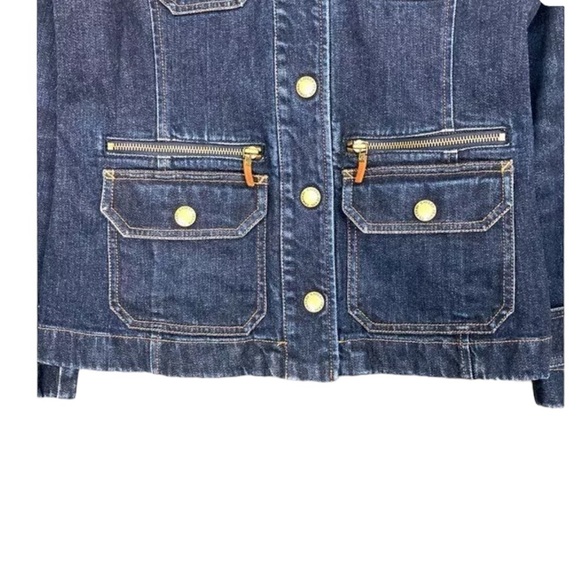 LRL Lauren Jeans Co Ralph Lauren Denim Snap Front Pockets Logo Jean Jacket 1X - Picture 3 of 7